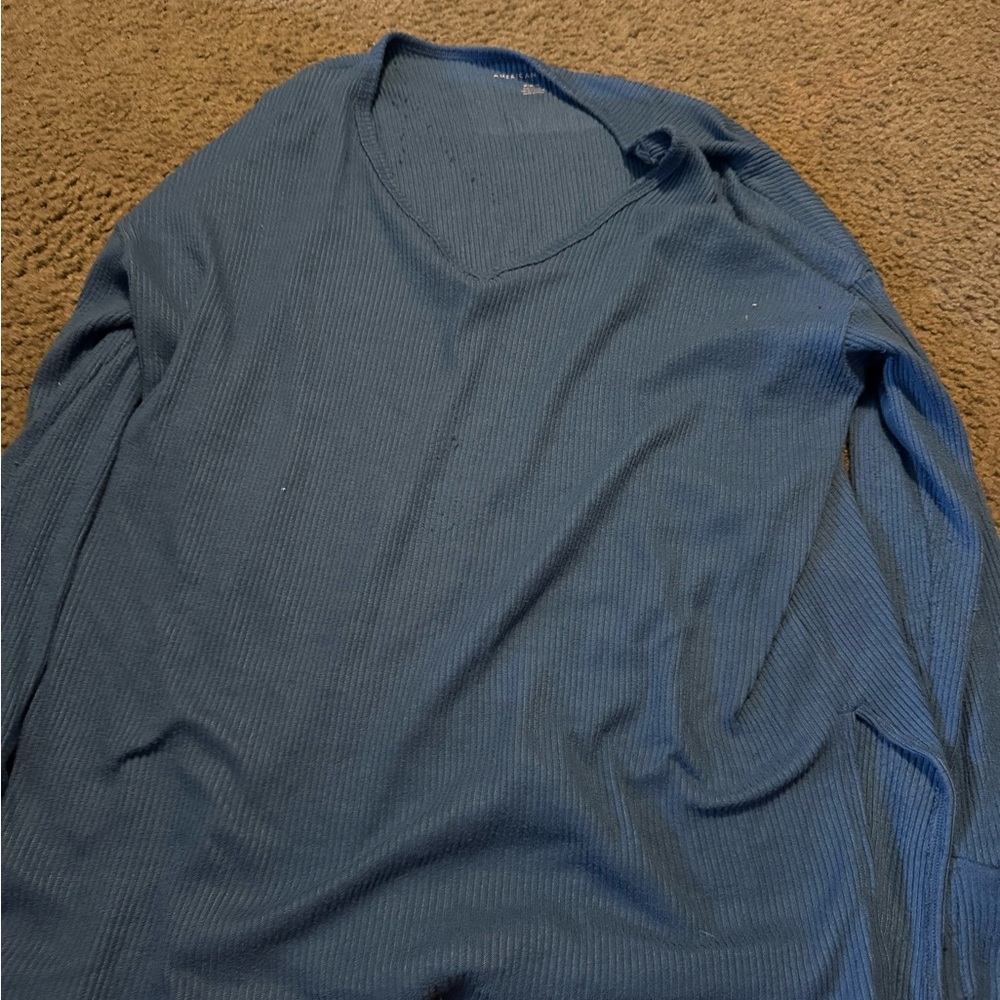 American Eagle women’s Deep Blue V-Neck Sweater